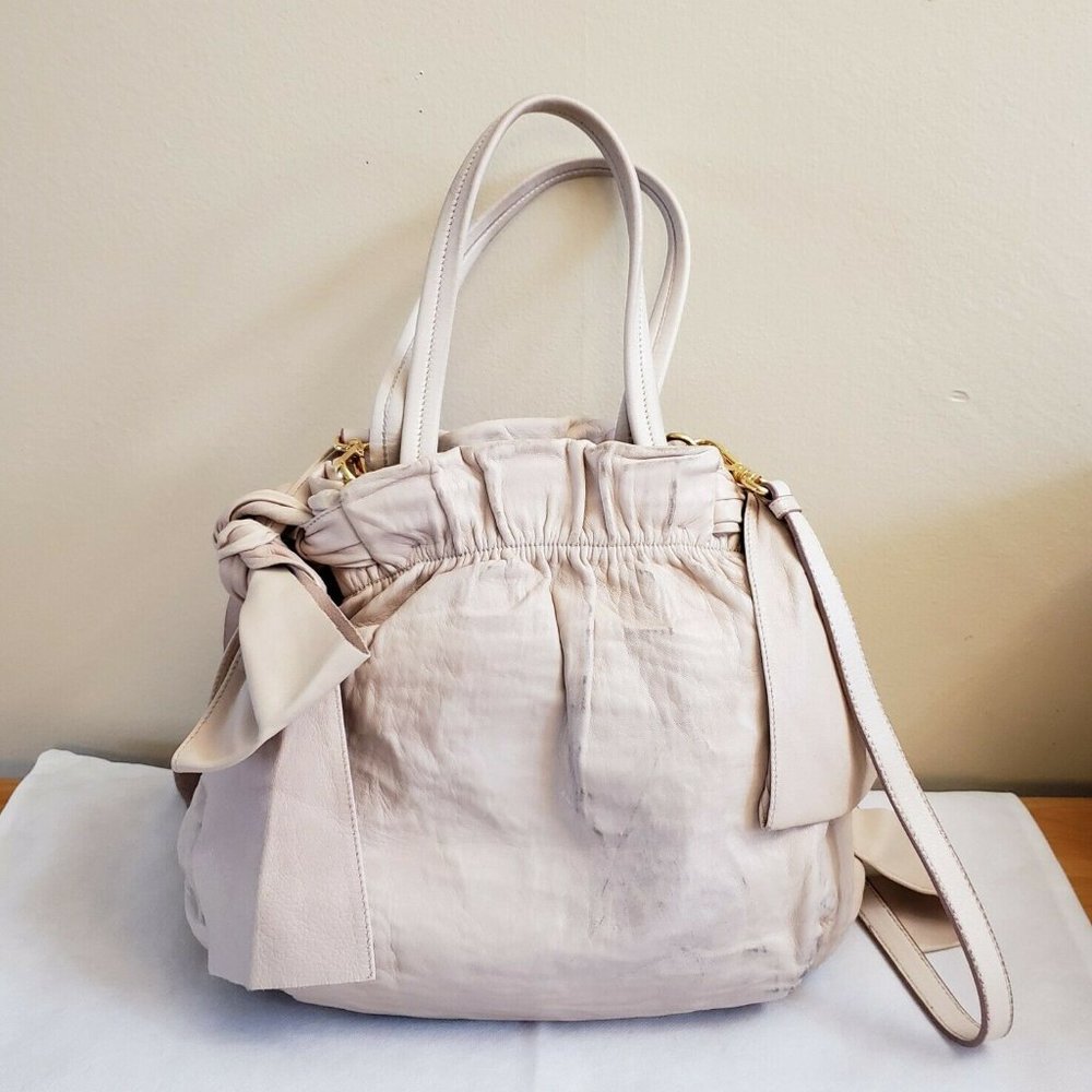 PRADA 2way Leather Bow Shoulder Bag Auth Rare - Picture 5 of 13